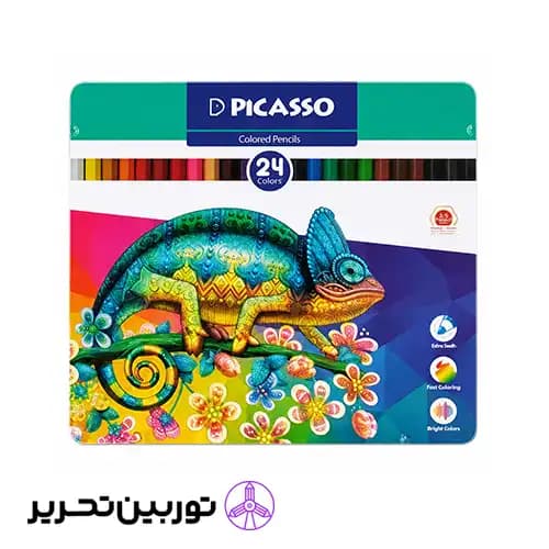 مدادرنگی 24 رنگ جعبه فلزی پیکاسو طرح آفتاب پرست
