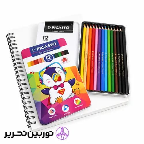 مدادرنگی 12رنگ جعبه فلزی پیکاسو طرح پنگوئن — تصویر ۳