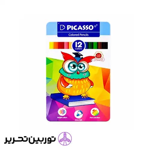 مدادرنگی 12رنگ جعبه فلزی پیکاسو طرح جغد