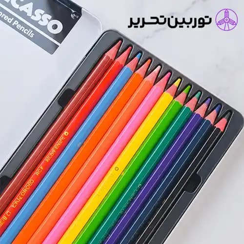 مدادرنگی 12رنگ جعبه فلزی پیکاسو طرح جغد — تصویر ۲