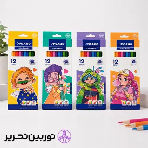 مدادرنگی 12رنگ جعبه مقوایی پیکاسو رنگ سبز — تصویر ۲