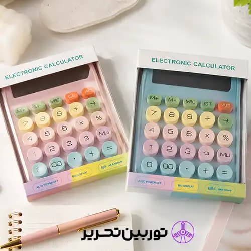 ماشین حساب فانتزی رنگ آبی پاستلی دکمه بزرگ Electronic Calculator — تصویر ۲