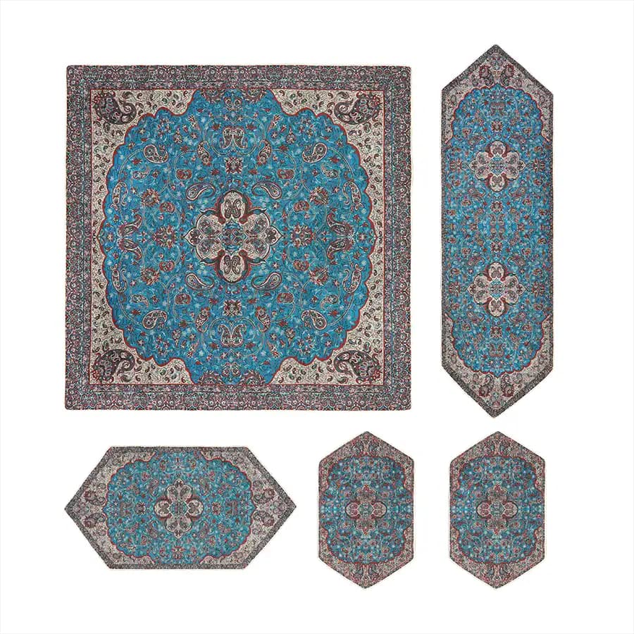 ست 5 تکه رومیزی ترمه طرح افشار کد 01
