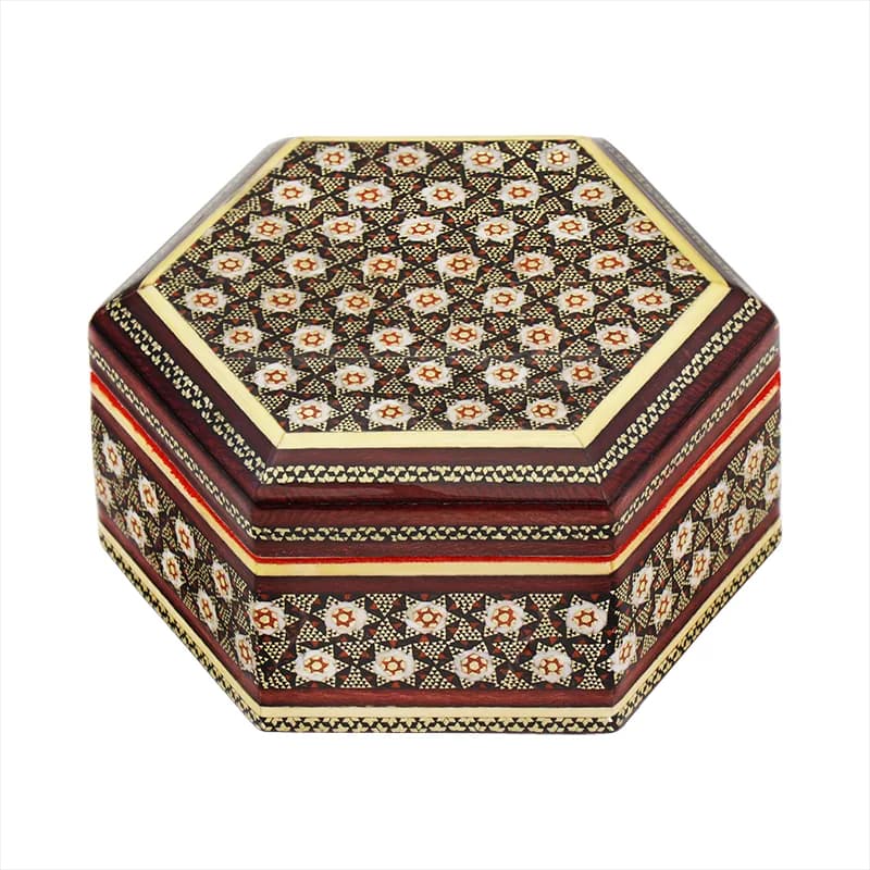 جعبه جواهرات 6 گوش 11*13 خاتم 0014