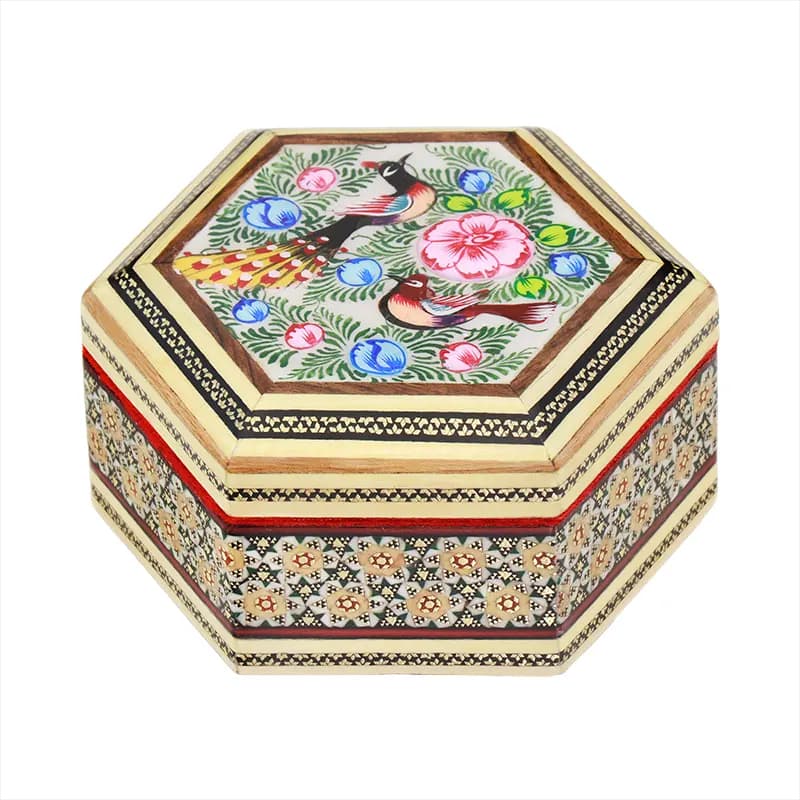 جعبه جواهرات 6 گوش 11*13 خاتم نقاشی 3211