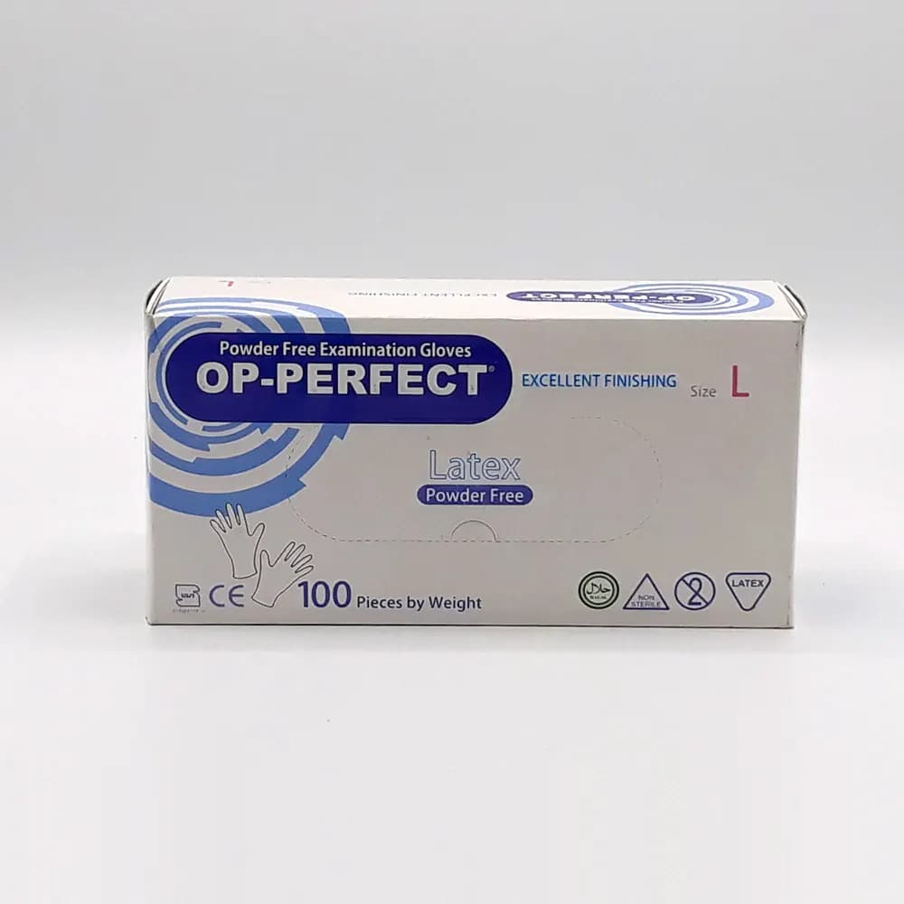 دستکش لاتکس بدون پودر اوپی پرفکت op perfect