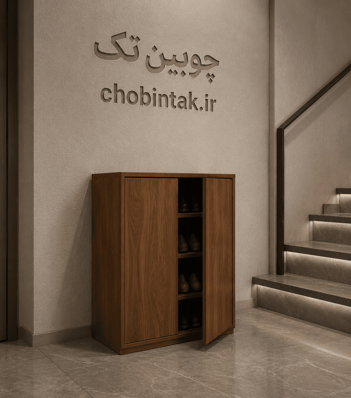 جاکفشی دو درب چوبین تک مدل ch103