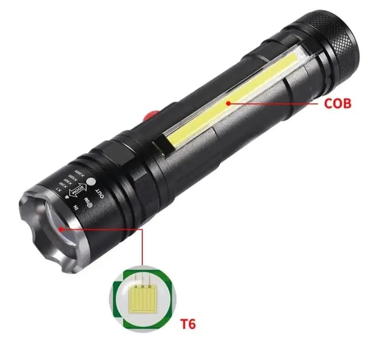 چراغ قوه LED COB T6-26 قابل شار 4 حالته — تصویر ۵