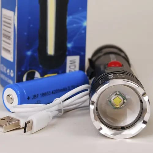 چراغ قوه LED COB T6-26 قابل شار 4 حالته — تصویر ۷