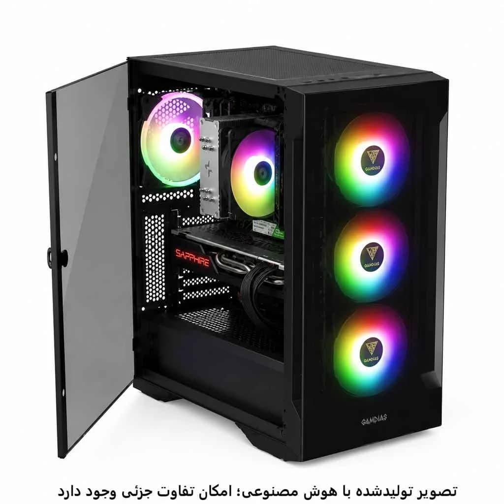 کیس اسمبل شده گیمینگ 12400F- H610mk- 16GB DDR4- SSD 1TB- RX580 8GB کد 2-GS006
