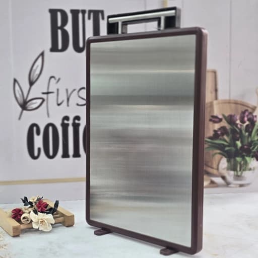 تخته گوشت دو طرفه چوب و استیل استند دار — تصویر ۲