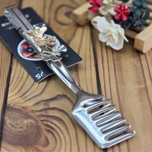 انبر سالاد نقره ای لاکچری طرح برجسته چنگکی