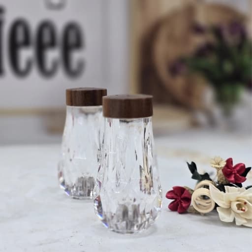 نمک پاش اکرولیک مدل برلیان درب بامبو تیره