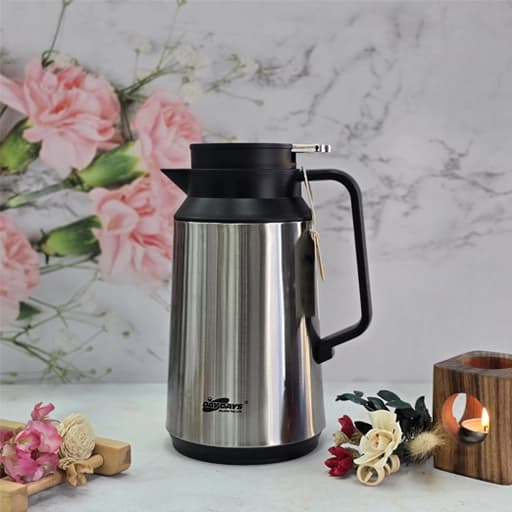 فلاسک استیل شاسی دار دسته مشکی — تصویر ۳