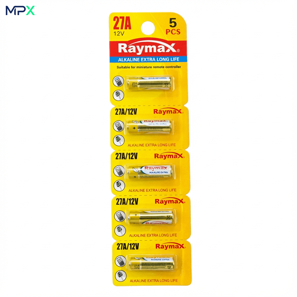 باتری ریموت آلکالاین Raymax A27 ورق ۵تایی | باتری 12 ولت 27A