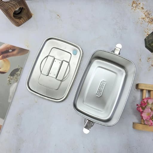 ظرف غذا استیل مات یک طبقه مستطیل 1100 میلی لیتر — تصویر ۲