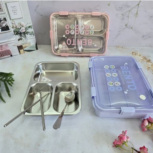 ظرف غذا مستطیل 3 تیکه 900 میلی لیتر BENTO — تصویر ۲