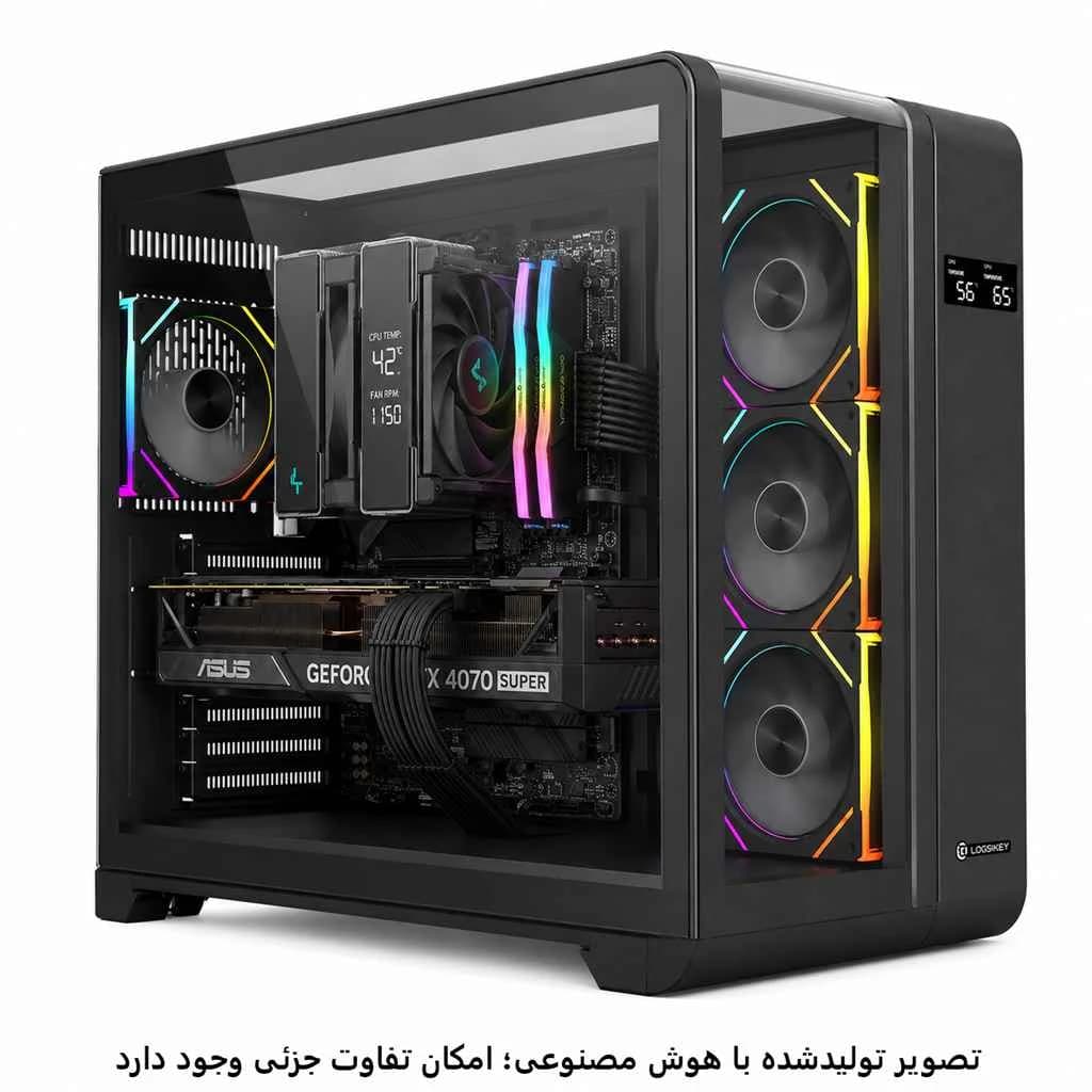 کیس اسمبل شده گیمینگ 13600k- Z790-a wifi- 32GB DDR5- SSD 2TB- RTX 5070 12GB کد G036-1 — تصویر ۷