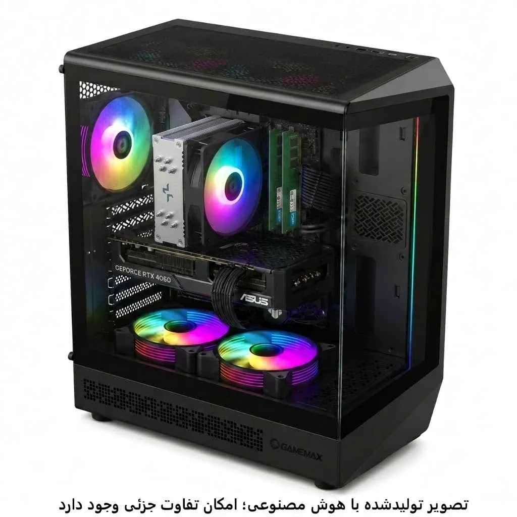کیس گیمینگ اقتصادی H610 wifi- i5 12400f- 16gb DDR4- 500GB m.2- 4060 Dual کد 4-G007