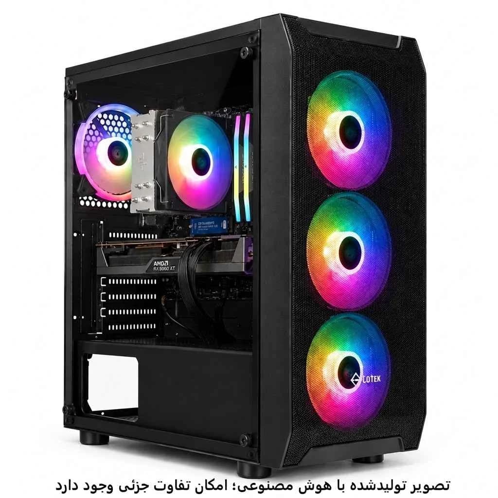 کیس اسمبل شده میان رده رندرینگ 13400F- B760ME- DDR5 32GB- SSD 1TB- RX9060 XT 16GB کد RE009