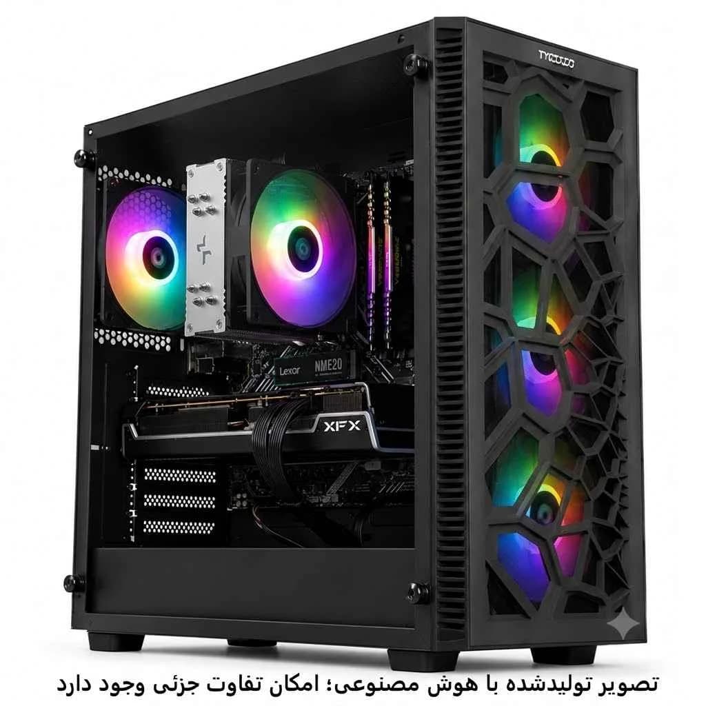 کیس اسمبل شده گیمینگ 12400f- h610mk- 16GB DDR4- SSD 1TB- RX5600 xt 16GB کد GS009