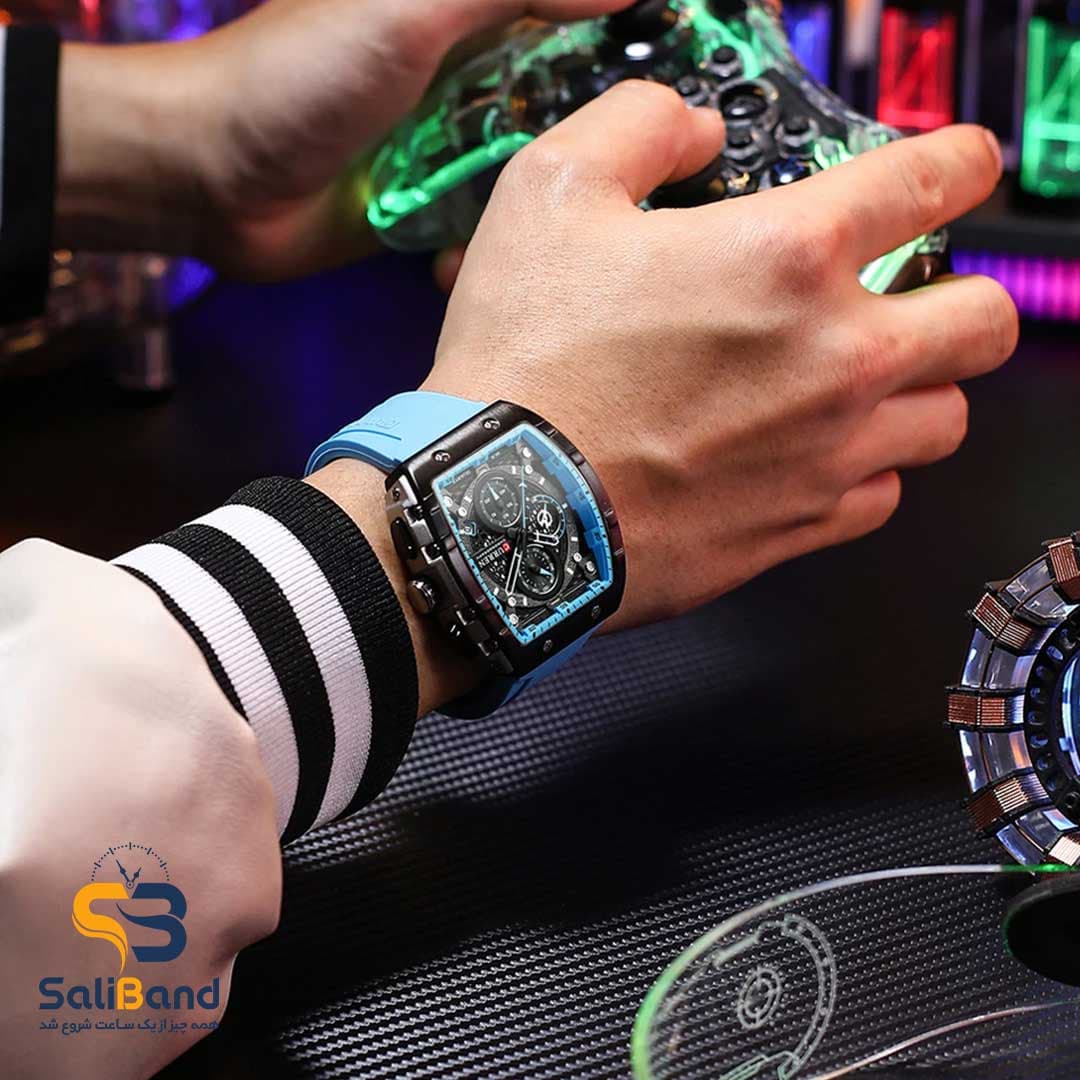 ساعت مردانه کرنوگراف کارن مدل 8442 رنگ آبی — تصویر ۳