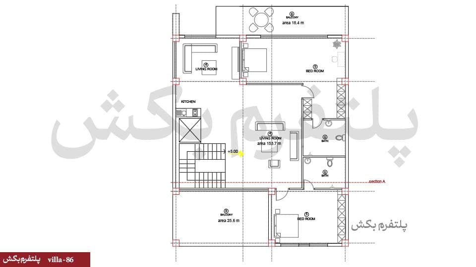 طراحی ویلا دوبلکس【چهار خواب】villa-86 — تصویر ۵