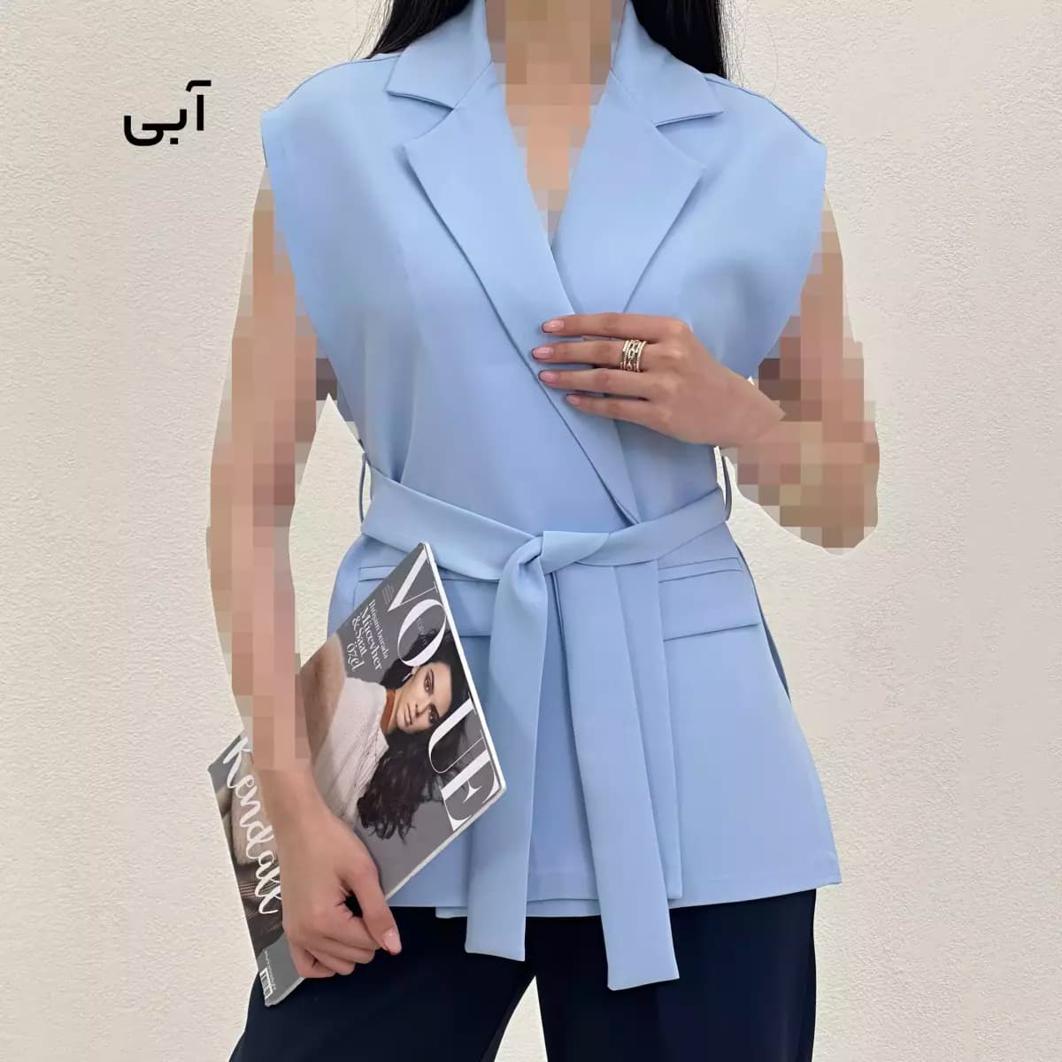 وست یقه انگلیسی کرپ مازراتی (آبی)