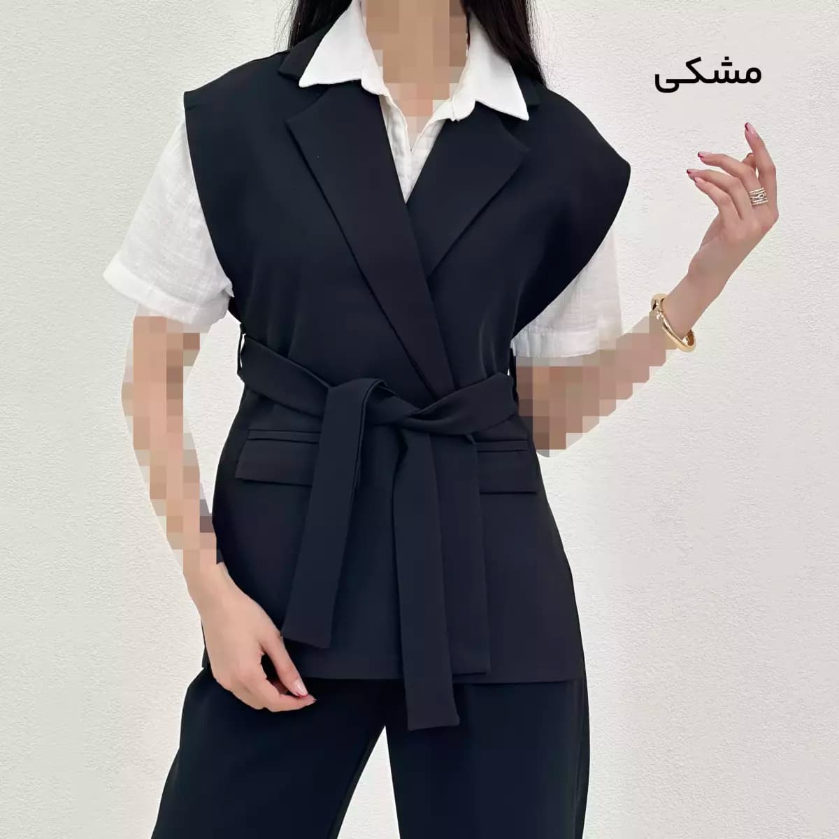 وست یقه انگلیسی کرپ مازراتی (آبی) — تصویر ۵