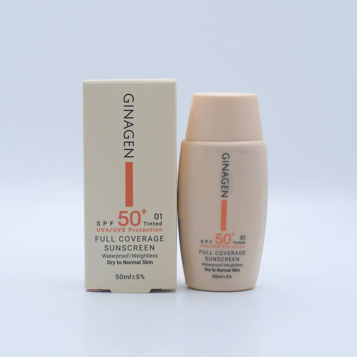 کرم ضد آفتاب SPF 50 ژیناژن شماره 01 مناسب پوست خشک و نرمال حجم 50 میلی لیتر