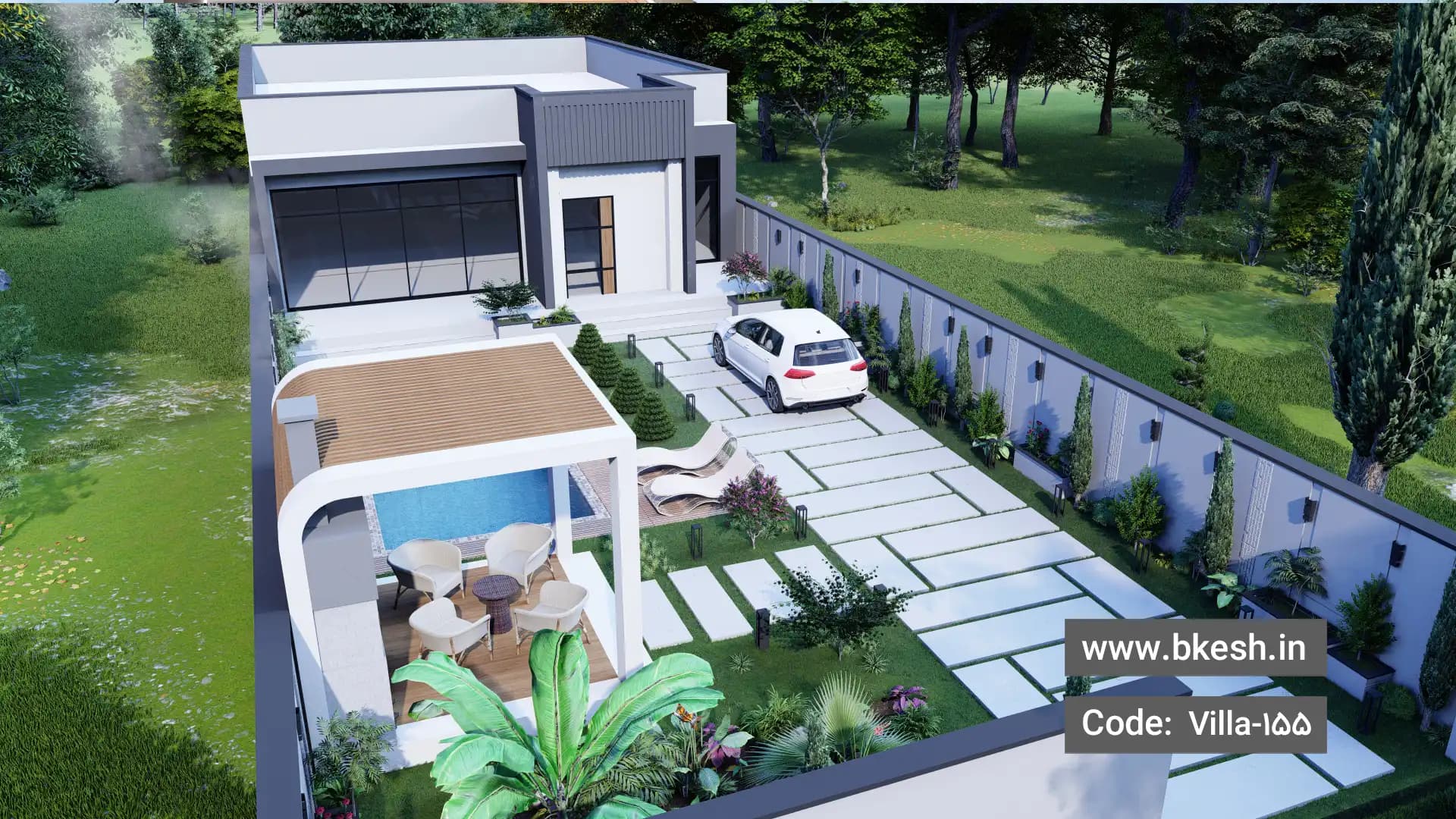 نقشه ویلا فلت【2خوابه】villa-155 — تصویر ۳