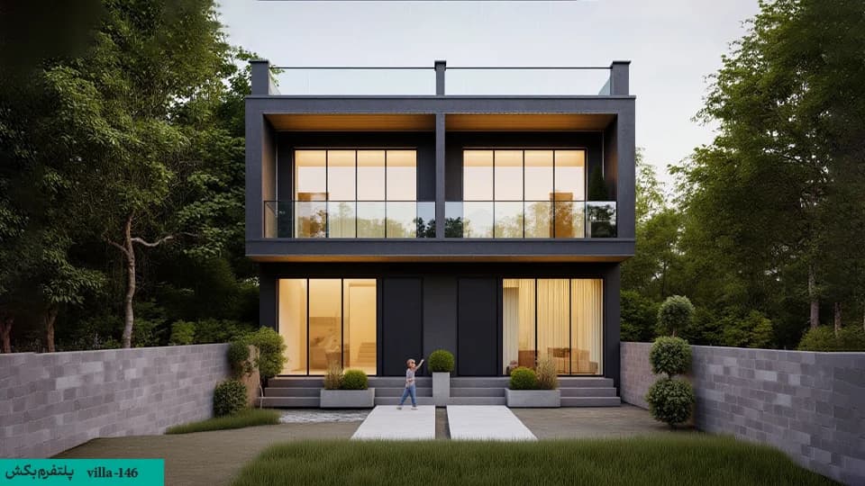 نقشه خانه دوبلکس【دو واحده】villa-146