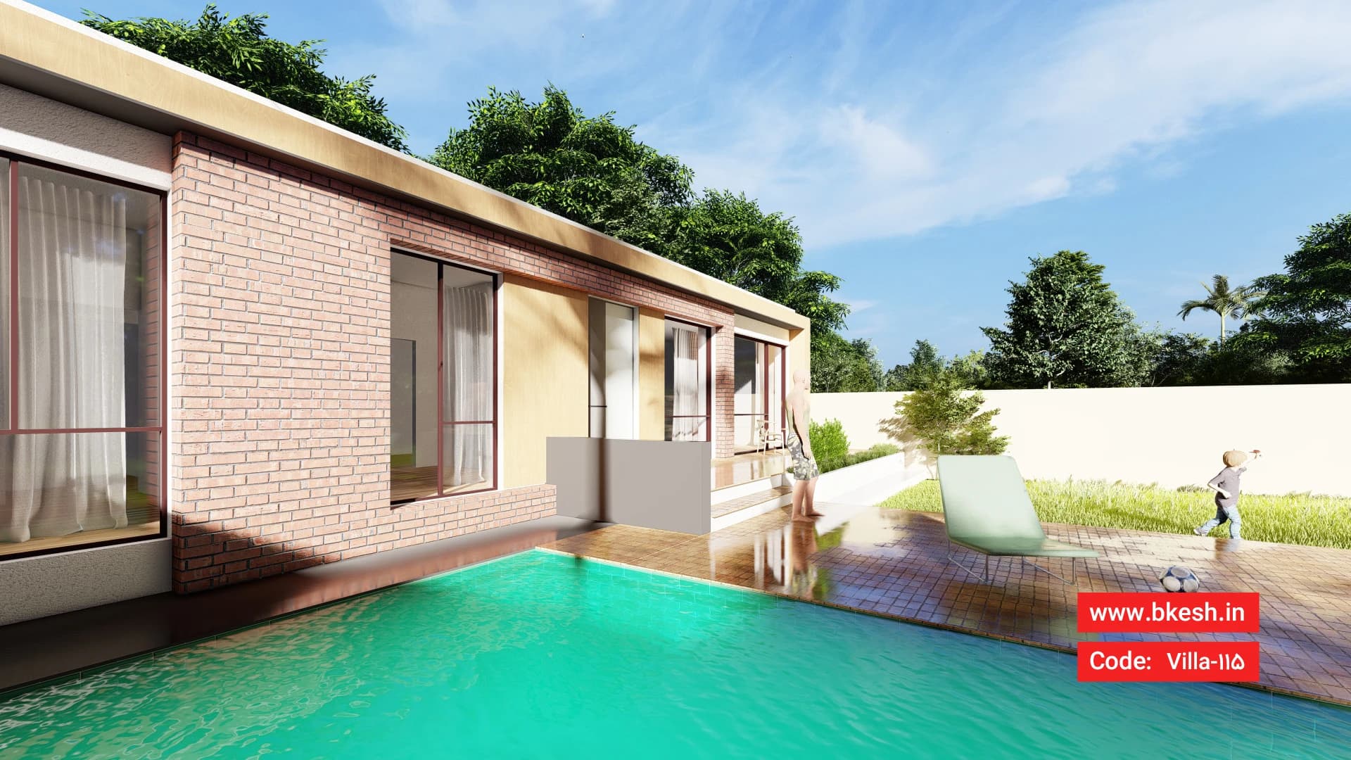 نقشه ویلا فلت دوخوابه【94 متری】villa-115 — تصویر ۳