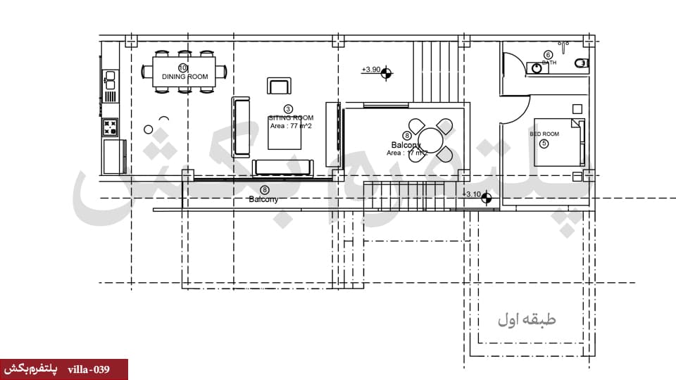 نقشه خانه دوبلکس مدرن【سه خوابه】villa-039 — تصویر ۴