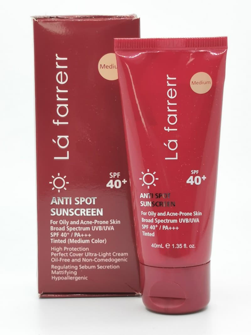 کرم ضدآفتاب و ضد لک رنگی لافارر مدل SPF 40-Medium پوست های چرب Lafarrerr Anti Spot Tinted Sunscreen Cream For Oily And Acne Prone Skin
