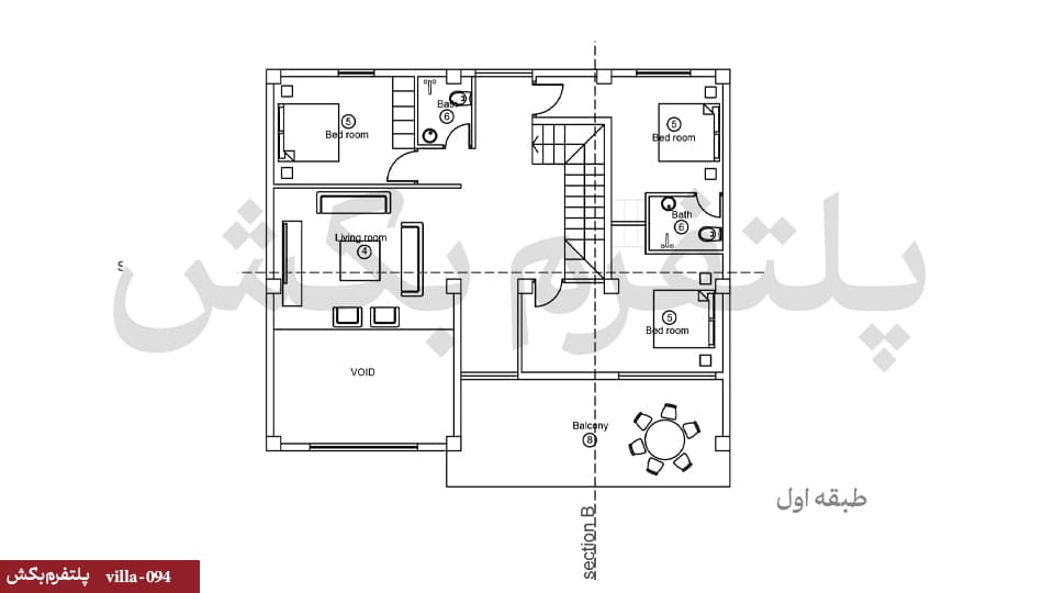 نقشه خانه 250متری دوبلکس【پنج خواب】villa-094 — تصویر ۳