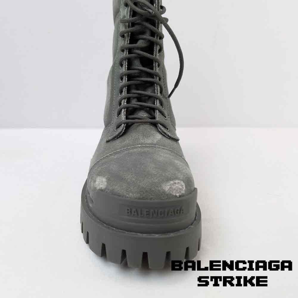 بوت بالنسیاگا استرایک کتان خاکستری Balenciaga Strike Cotton Canvas Combat Boots — تصویر ۶