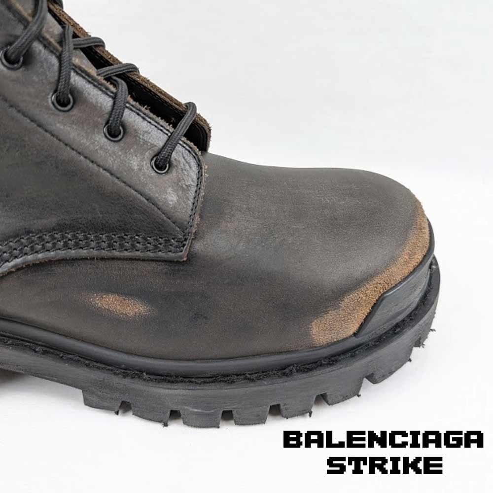 بوت بالنسیاگا استرایک چرم قهوه ای Balenciaga Strike Leather Brown Boots — تصویر ۴