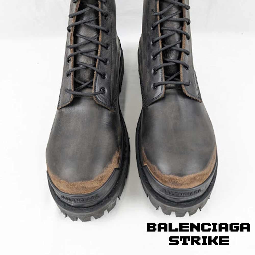 بوت بالنسیاگا استرایک چرم قهوه ای Balenciaga Strike Leather Brown Boots — تصویر ۲