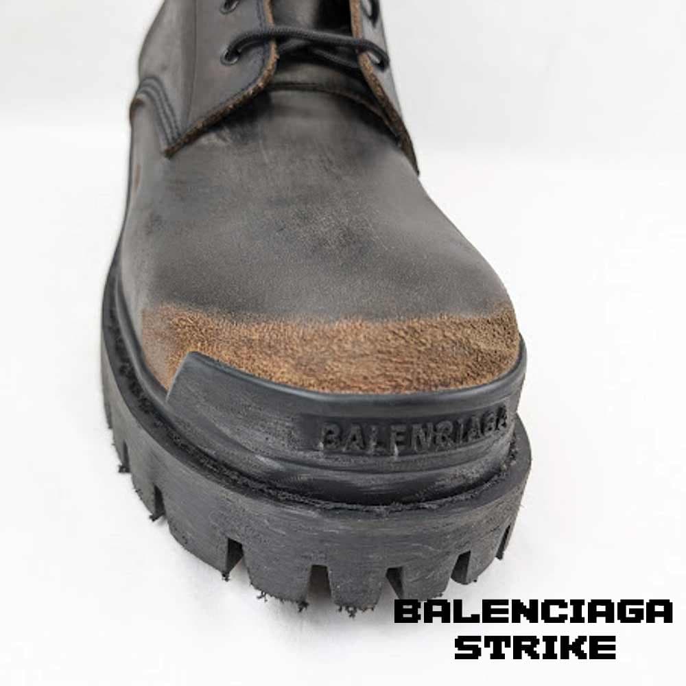 بوت بالنسیاگا استرایک چرم قهوه ای Balenciaga Strike Leather Brown Boots — تصویر ۵