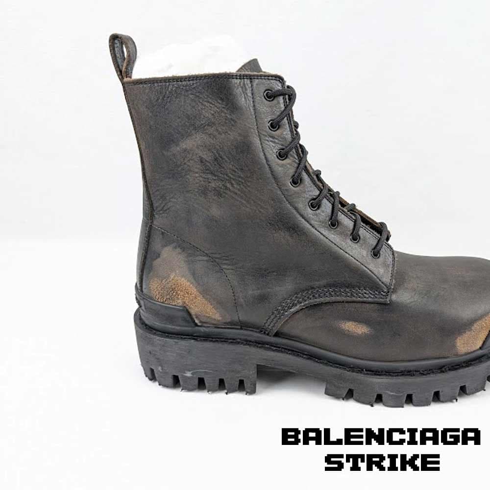 بوت بالنسیاگا استرایک چرم قهوه ای Balenciaga Strike Leather Brown Boots — تصویر ۶