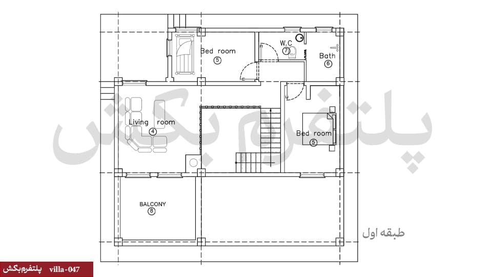 طراحی ویلا دوبلکس مدرن【پلان دوبلکس】villa-047 — تصویر ۴