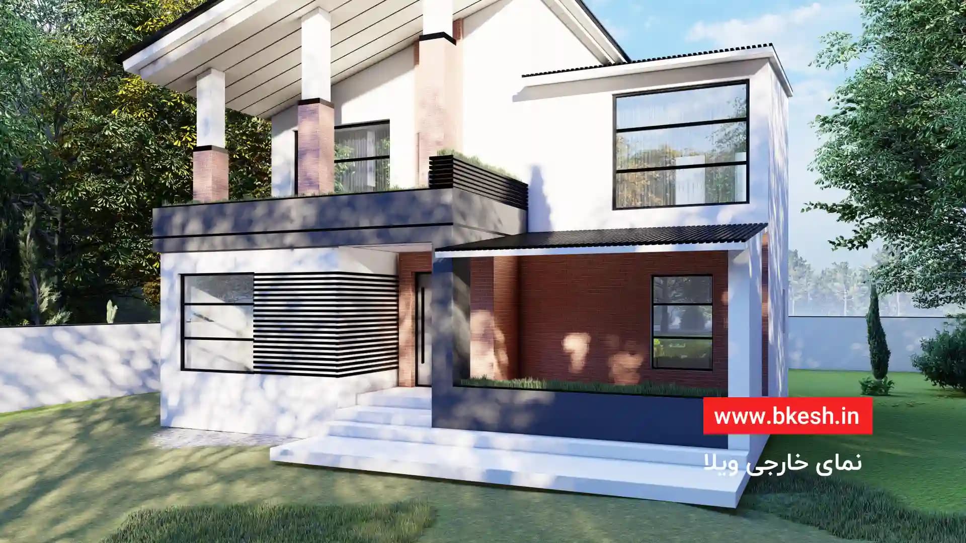طراحی ویلا دوبلکس مدرن【پلان دوبلکس】villa-047 — تصویر ۲