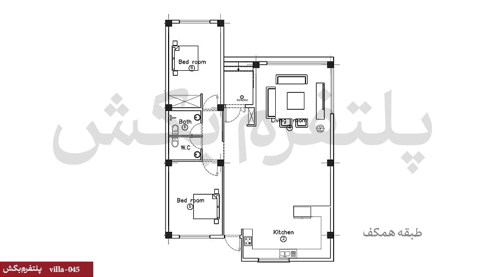 نقشه ویلا فلت 140متری【پلان11×16】villa-045 — تصویر ۳