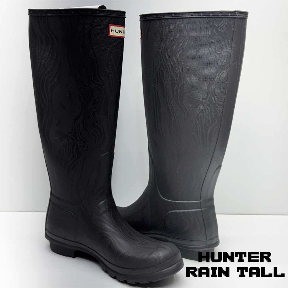بوت هانتر زنانه ساق بلند مشکی طرح دار Hunter Original Rain Women’s Boots Erosion Texture Black — تصویر ۶
