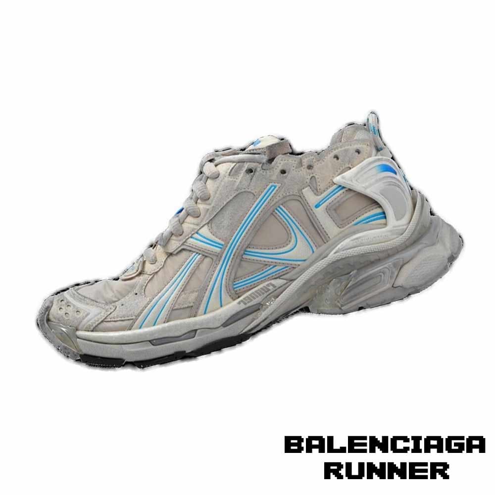 کتونی بالنسیاگا رانر خاکستری آبی Balenciaga Runner Lace-Up Sneakers Grey Blue