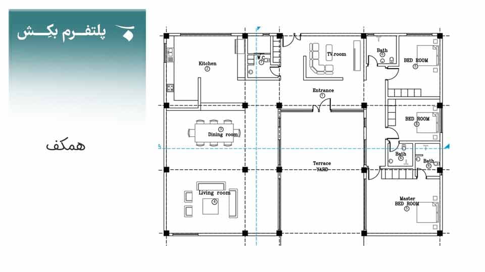 نقشه ویلا فلت سه خوابه【نقشه ویلا مدرن فلت】villa-019 — تصویر ۳
