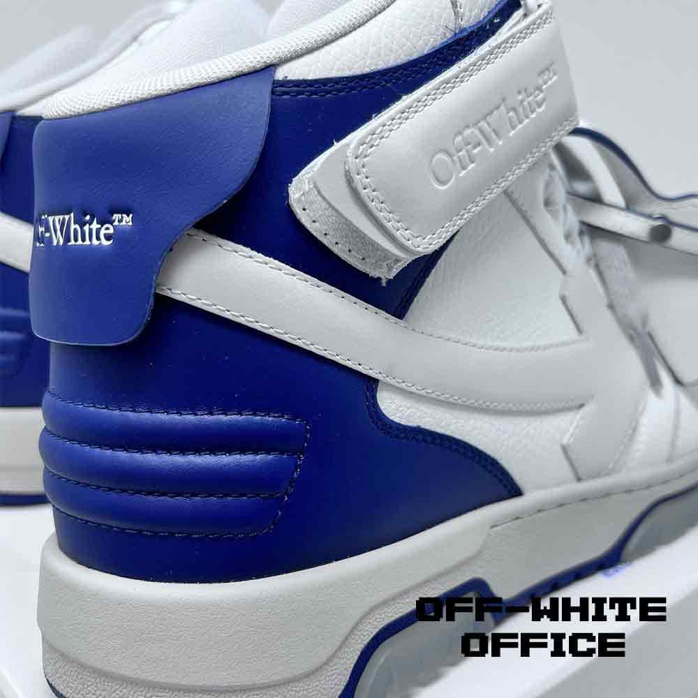 کتونی آفوایت ساق دار اوت آف آفیس سفید آبی OFF-WHITE Out Of Office Sneaker Mid Top Blue White — تصویر ۳