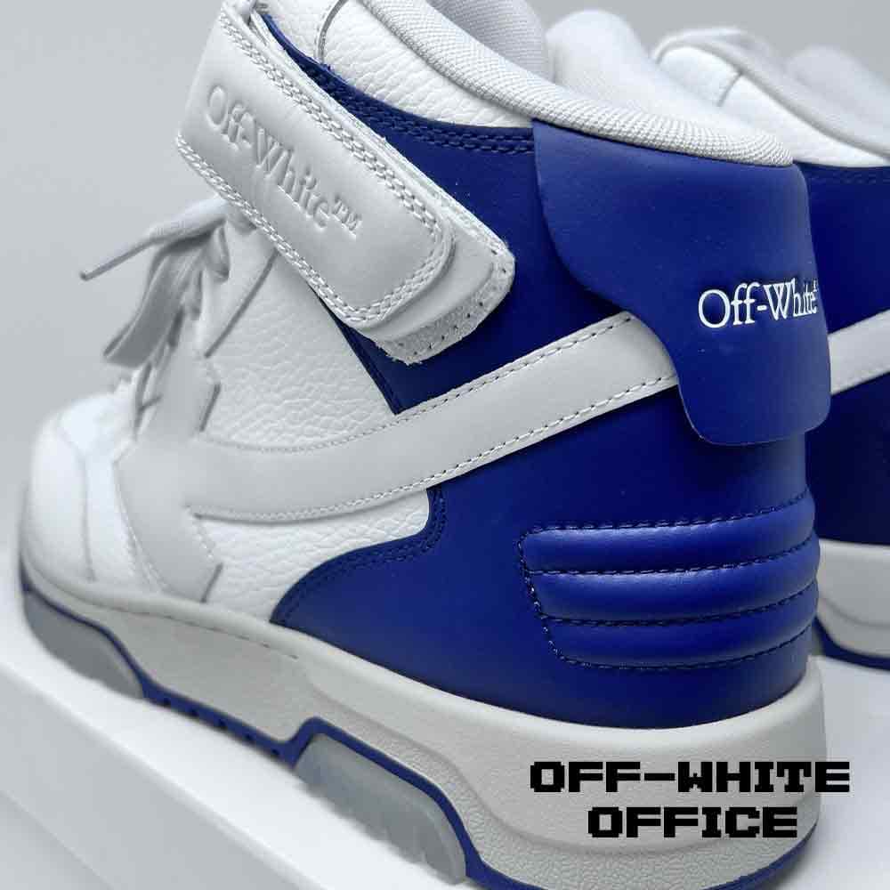 کتونی آفوایت ساق دار اوت آف آفیس سفید آبی OFF-WHITE Out Of Office Sneaker Mid Top Blue White — تصویر ۲