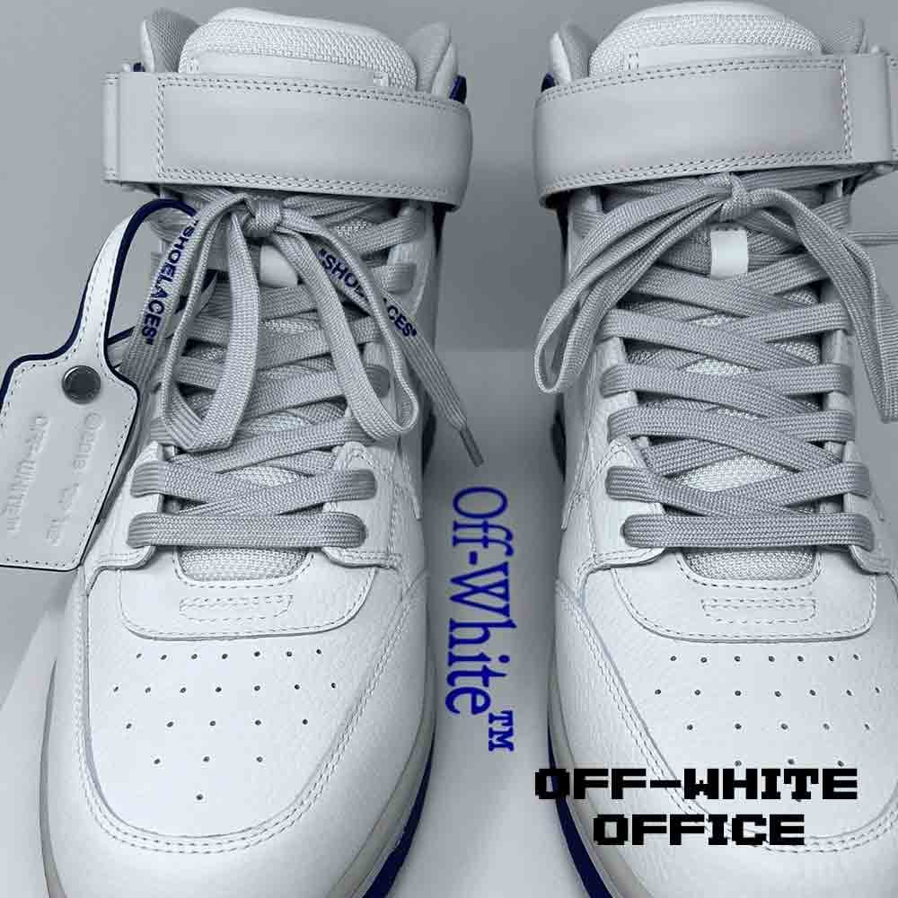 کتونی آفوایت ساق دار اوت آف آفیس سفید آبی OFF-WHITE Out Of Office Sneaker Mid Top Blue White — تصویر ۷